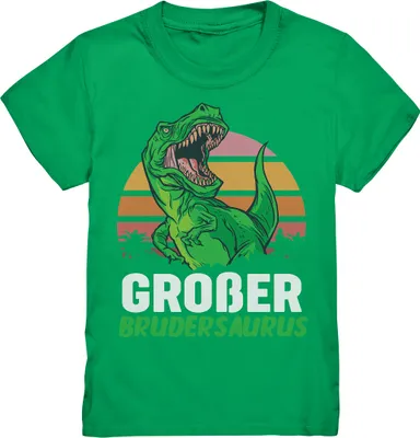 Produktbild von Dino T-Rex Großer Bruder T-Shirt – Kelly Green / 134/146 (9-11)
