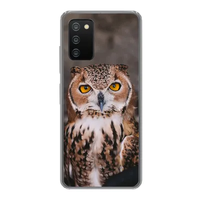 Produktbild von MuchoWow® Handyhülle Schutzhülle Hülle für Samsung Galaxy A03s Braune Eule schaut direkt in die Kamera Silikon Softcase Handy Hülle - Schutz