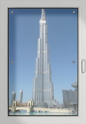 Produktbild von Wallario Lichtschutzbild, Dekorativer Sichtschutz Sonnenschutz 60 x 93 cm mit Motiv: Wolkenkratzer in Dubai - Verdunklung ohne Bohren