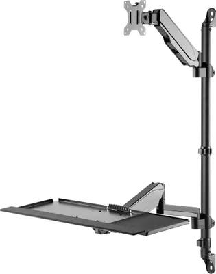 Zdjęcie produktu dla Digitus Elastyczne stanowisko pracy na stojąco / siedząco do montażu ściennego, monitor pojedynczy, 8 kg, 43,2 cm (17"), 81,3 cm (32"), 100 x 100 mm, Opcja regulacji wysokości, Czarny