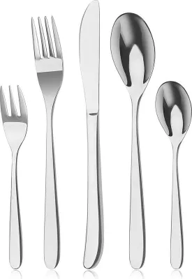 Produktbild von Famanu Besteckset 30-teilig - für 6 Personen, Edelstahl, spülmaschinenfest, spiegelpoliert