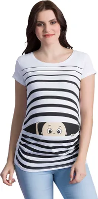 Produktbild von Umstandsshirt Kurzarm Guck Guck mit Motiv Schwangerschaft M.M.C.