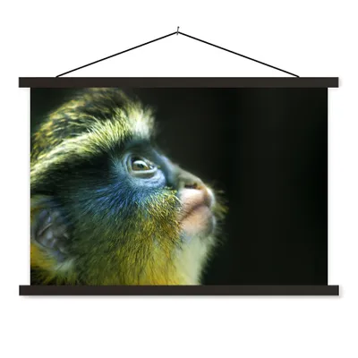 Produktbild von MuchoWow® Textilposter Affe - Fell - Schwarz 120x80 cm mit schwarzem Rahmen - Wanddeko