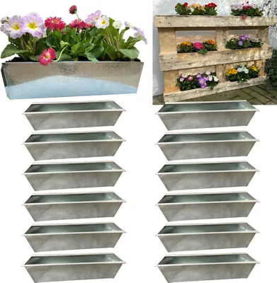 Produktbild von 12er Blumenkasten Set Balkonkasten Einsatz passend für Europaletten für Blumen, Kräuter und Früchte 12 Stück 38cm