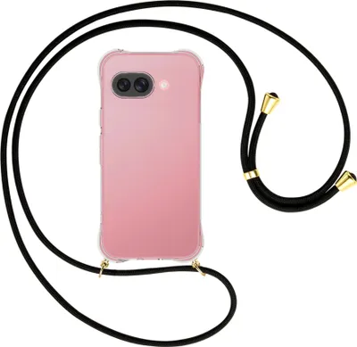 Produktbild von Handykette Backcover-Schutzhülle mit Band (Metall goldfarben) für Google Pixel 9A - schwarz