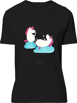 Produktbild von Mr. & Mrs. Panda T-Shirt Einhorn Sekt - Schwarz - Geschenk, oberteil, Korken, S, Freundin, Unicorn, Tshirt, Einhörner, Statement-Shirt, Mädelsabend, Shirt