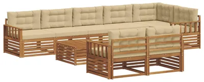 Zdjęcie produktu dla vidaXL Zestaw mebli ogrodowych, sofa i fotele, 9 sztuk, kolor naturalny i beżowy