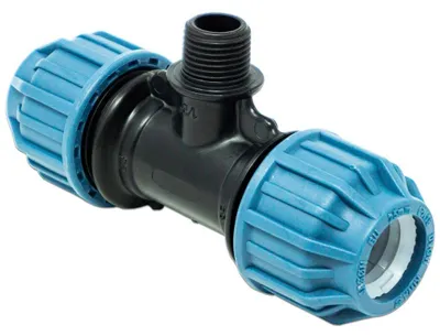 Produktbild von Jason T-Stück 90° PP 25 mm x 1/2 x 25 mm Klemm x Außengewinde x Klemm 16bar Schwarz/Blau DVGW/KIWA/WRAS/SVGW