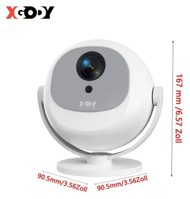 Produktbild von Mini Beamer LED Projektor 4K UHD tragbar für Heimkino Gaming Präsentation mit Android WiFi Bluetooth HDMI USB 12000 ANSI Lumen 800 g Deckenprojektion weiß
