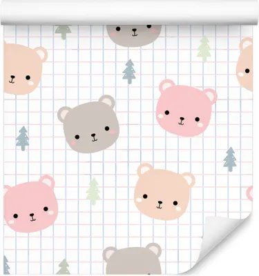 Obrázok produktu pre 10m VLIES WALLPAPER rolka škôlka zvieratá medvede stromy linky károvaná XXL