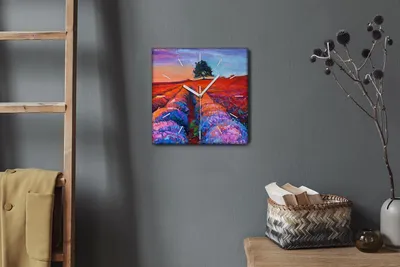 Produktbild von Coloray Hodiny Unikátní 30x30 cm  Tiché hodiny Pro obývací pokoj a kuchyň Nástěnné hodiny Plátno Bílé ručičky hodin - Květiny strom obloha