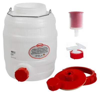 Produktbild von Graf Getränkefässer Rund 10 Liter mit Auslaufhahn NW 10 und Gärspund