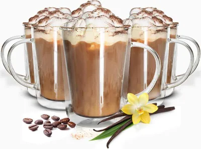 Immagine prodotto di 4 bicchieri a doppia parete con manico 360ml latte macchiato bicchieri da caffè in vetro per bere