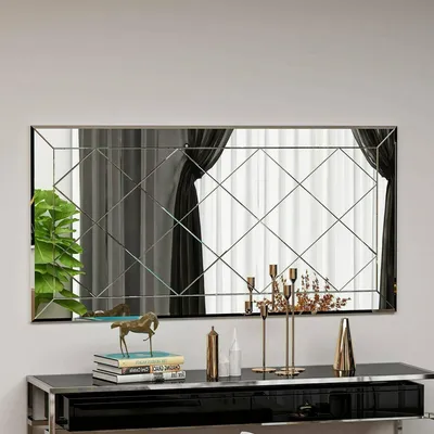 Produktbild von Spiegel Dpessin, Spiegel mit Rahmen, Wanddekorationsartikel, Spiegeldekoration, 60x2h120 cm, Weiß