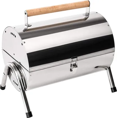 Produktbild von RESCH 502598 Mobiler Klapp-Holzkohlegrill – Edelstahl Campinggrill, Tragbarer Balkon- & Picknick-Tischgrill, Flexibel, Leicht & Kompakt (41x27x38cm)
