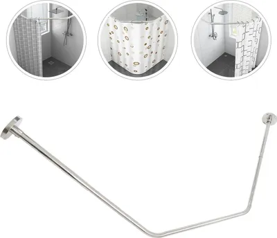 Image de Barre de rideau de douche - barre d'angle - réglable 45-75 cm - montage par vis - métal - argent