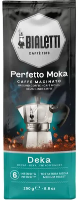 Produktbild von Bialetti Perfetto Moka Entkoffeiniert 250 g, 250 g, Medium geröstet, Kaffee, 40% Arabica, 60% Robust, Tasche