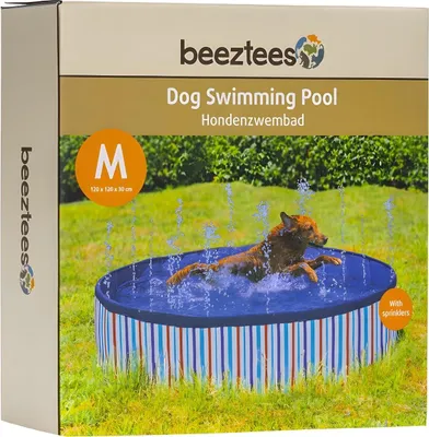 Produktbild von Beeztees Hundepool Sprinkler Doggy Dip blau, Maße: 120 x 120 x 30 cm