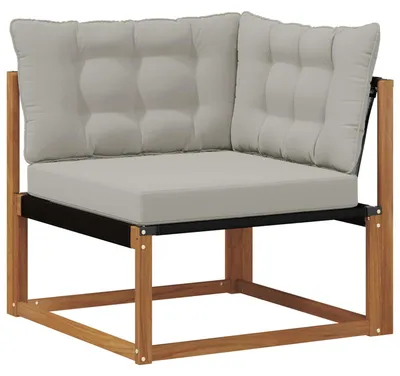 Zdjęcie produktu dla vidaXL Narożna sofa ogrodowa z litego drewna akacjowego i tkaniny Textilene w kolorze naturalnym
