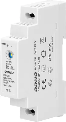 Image de Alimentation ORNO OR-PSU-1642, 12V/1.25A, 15W, montage sur rail DIN, réglable