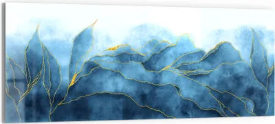 Produktbild von DEQORI Glasbild Echtglas 125x50 cm 'Blauer Wasserfarbverlauf' Wandbild Bild modern Deko
