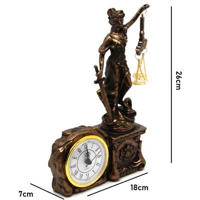 Produktbild von Figur der Themis mit Waage und Schwert Uhr Bronzedekor Königin Isabel