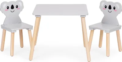 Obrázek produktu pro EcoToys 6163 Dětský dřevěný stolek s židličkami Koala, šedá
