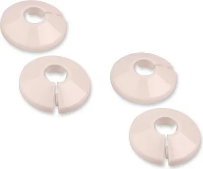 Produktbild von 2 Stück x 2 weiße Rosette (Kunststoffkragen zum Abdecken von Heizkörperrohren) 28 mm