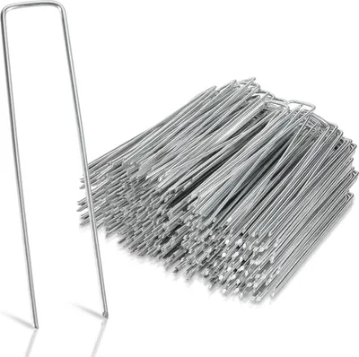 Obrázek produktu pro Kotvící kolíky do země 400 kusů, kotvící kolíky do země z pozinkované oceli, 150x25mm, Ø2,8mm, pro ploty, ohrady, stany, tvar U, stabilní