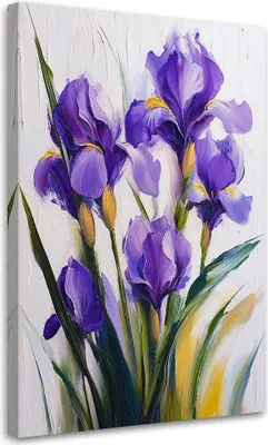 Produktbild von Leinwandbild Violette Schwertlilien Blumen 70x100 Feeby Violett bild für die wand bereit zum aufhängen