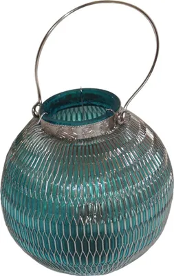 Produktbild von 120 Orientalische Tischlaterne aus Glas, metallumwoben, türkis grün 20 x 17 cm