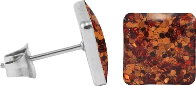 Produktbild von Chirurgenstahl Ohrstecker Glitterline Quadrat Farbe - Hellbraun Größe - 9 mm