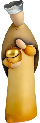 Krippenfigur Melchior aus Holz, handbemalt, 10 cm