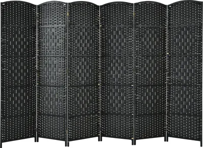 Zdjęcie produktu dla COSTWAY 6 TLG. Ścianka działowa, parawan zewnętrzny 273 x 180 cm, składany parawan, rama z włókna papierowego i drewna topolowego, ścianka działowa, czarny
