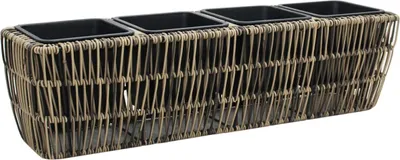Produktbild von TrendLine Polyrattan Pflanztopf mit 4 Einsätzen 57 x 16 x 15 cm braun