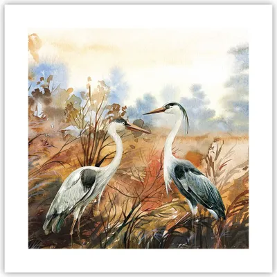 Produktbild von Poster - Poster ohne Rahmen - Kraniche Vögel Herbst - 40x40 cm - Wand Bild - Wanddeko - Wandbilder - Kunstposter - Wandposter - Bilder - Kunstdruck - Wanddekoration - Wandbild - P2XAC40x40-5077