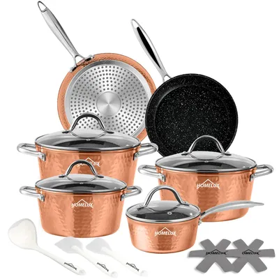 Produktbild von Topfset, HOMELUX Topfset Induktion 15-teilig, Töpfe mit Glasdeckel, Kochtopf-Set chopper