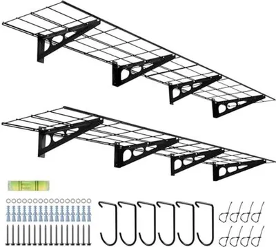 Produktbild von Famanu Wandregal mit Haken für Garage - 30,5 x 183 cm