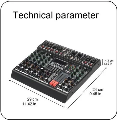 Immagine prodotto di Pannello audio con 6 canali mono, 99 effetti digitali, Bluetooth e USB