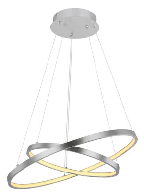 Zdjęcie produktu dla Globo Lighting lampa wisząca metal nikiel mat, metal nikiel mat, plastik opal, ściemnialna, funkcja pamięci, możliwość skrócenia wysokości, możliwość ciągłego ściemniania za pomocą przełącznika ściennego, ø: 510mm, H: 1200mm, w tym LED 42W 230V, źródło 330-4620lm, moc 210-1950lm, 3000K