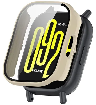 Immagine prodotto di Per Xiaomi Redmi Watch 5 Lite Custodia in plastica per orologio PC + vetro temperato protettivo Beige