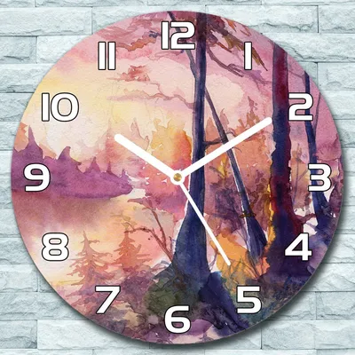 Produktbild von Wanduhr aus Glas Rund fi 30 Wald Landschaft Quarz Deko Schlafzimmer Büro
