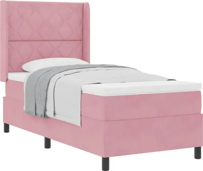Productafbeelding van vidaXL Boxspringbed met matras en hoofdeinde, roze, 100 x 200 cm, fluweel