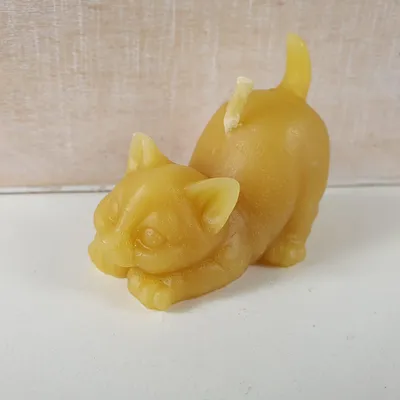 Produktbild von Bienenwachskerze spielende Katzen Kerze 4,5 cm