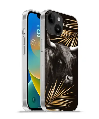 Produktbild von MuchoWow® Handyhülle Schutzhülle Hülle für Apple iPhone 14 - Softcase Schottischer Highlander - Blätter - Gold Silikon Softcase Handy Hülle - Mobiltelefonhülle