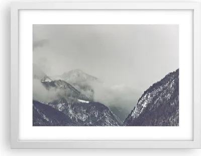 Produktbild von Gerahmtes Poster - Weißer Rahmen - Berge Wald Nebel - 40x30 cm - Wand Bild - Wanddeko - Wandbilder - Kunstposter - Wandposter - Bilderrahmen - Bilder - Kunstdruck - Wandbild - P2WAA40x30-4270