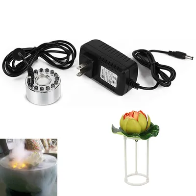 Produktbild von Ultraschall Luftbefeuchter,Zerstäuber Nebelmacher,mit Trafo & Lotus-Deko,mit LED für Wasserbrunnen Teich Aquarium Atmosphäre Schaffen
