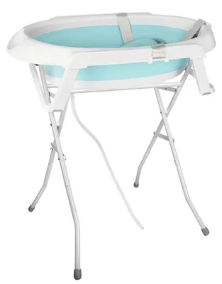 Immagine prodotto di Vaschetta da bagno per neonati - Vaschetta pieghevole con supporto - Dotata di sedile e scarico - Adatta per la doccia - Utilizzabile dalla nascita fino a 3 anni - Idea regalo - Verde