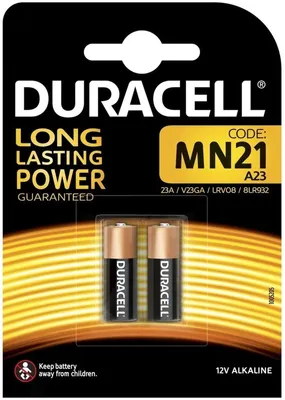 Produktbild von Duracell MN21-X2, Einwegbatterie, A23, Alkali, 12 V, 2 Stück(e), Zylindrische