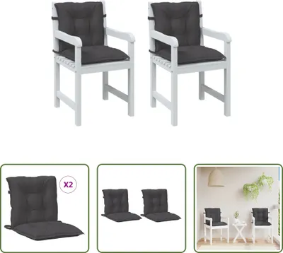Image de The Living Store Coussins de chaise basse 2 pcs Mélange Anthracite 100x50x7cm Tissu